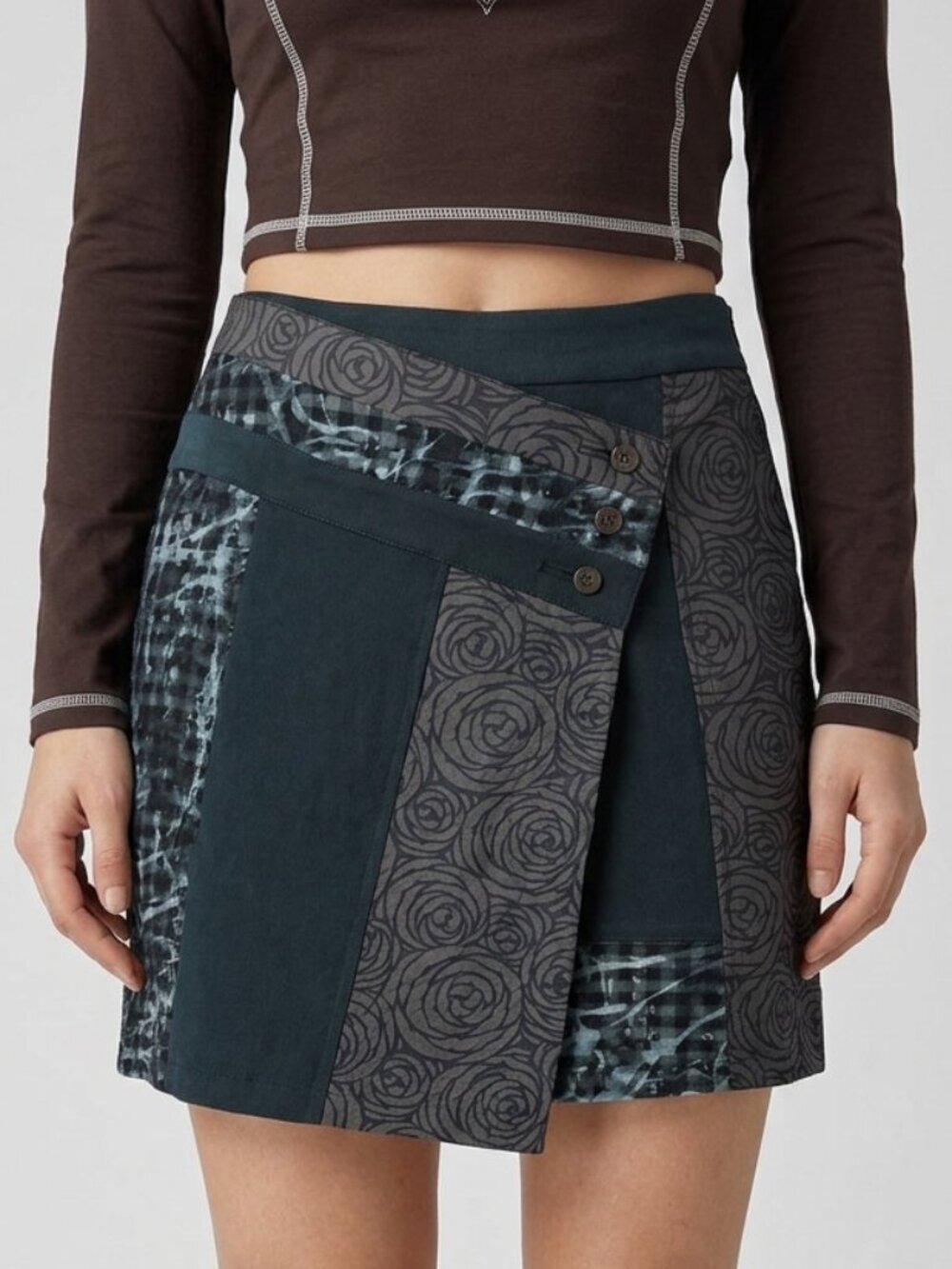 NWT O.K.S Patchwork A-Line Skirt